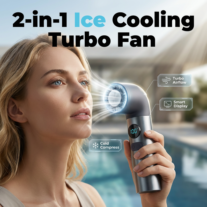 Ventilateur de Poche 2-en-1 avec Plaque Glacée