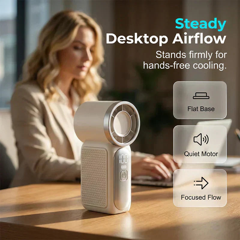 Turbo Handheld Fan – LED Display, 6 Speeds, 3000mAh